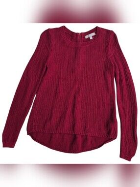 Banana Republic Berry Red Textured Crewneck Sweater